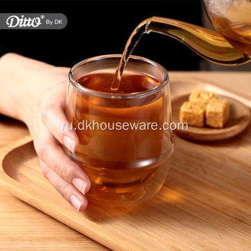 Стеклянная чашка с двойными стенками для чая или кофе